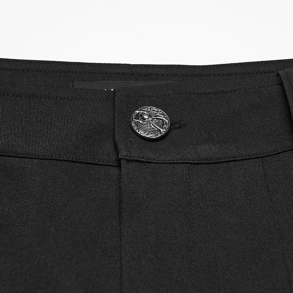 Pantaloni plissettati da uomo Punk Rave con fibbie, ampie tasche e cinturini, neri