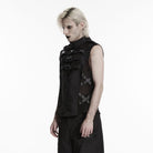 PUNK RAVE Men's Punk Buckle Straps Mesh Splice Vest