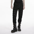 PUNK RAVE Men's Punk Buckle Straps Patchwork Pants