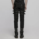 PUNK RAVE Men's Punk Buckle Straps Studded Mesh Splice Pants