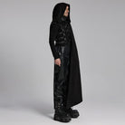 PUNK RAVE Men's Punk Buckle-up Rivets Cloak with Hood
