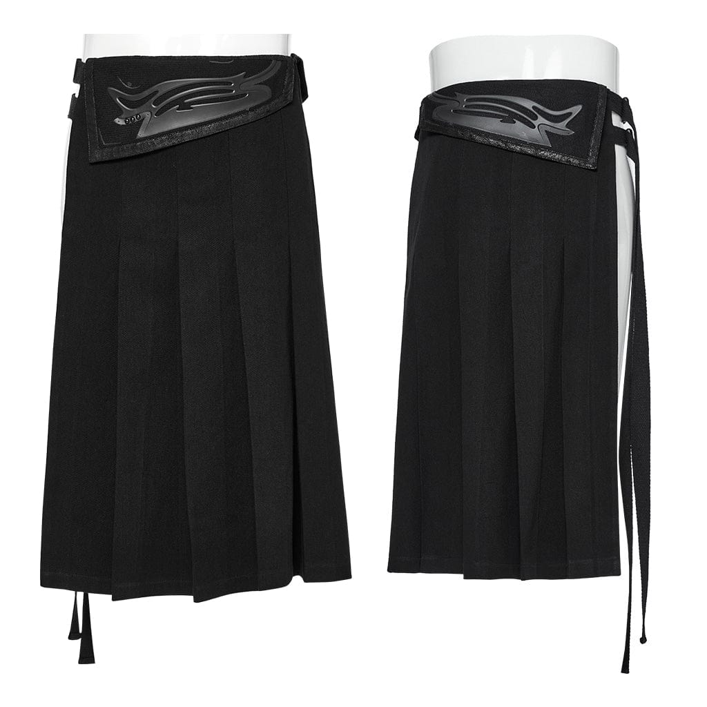 PUNK RAVE Men's Punk Buckle-up Strap Skirt