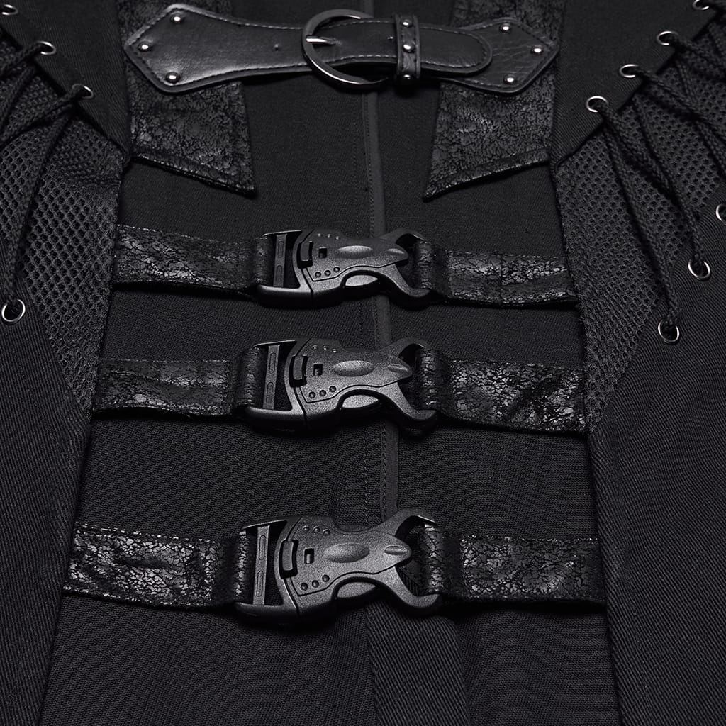 PUNK RAVE Gilet da uomo punk con spalline e ritagli
