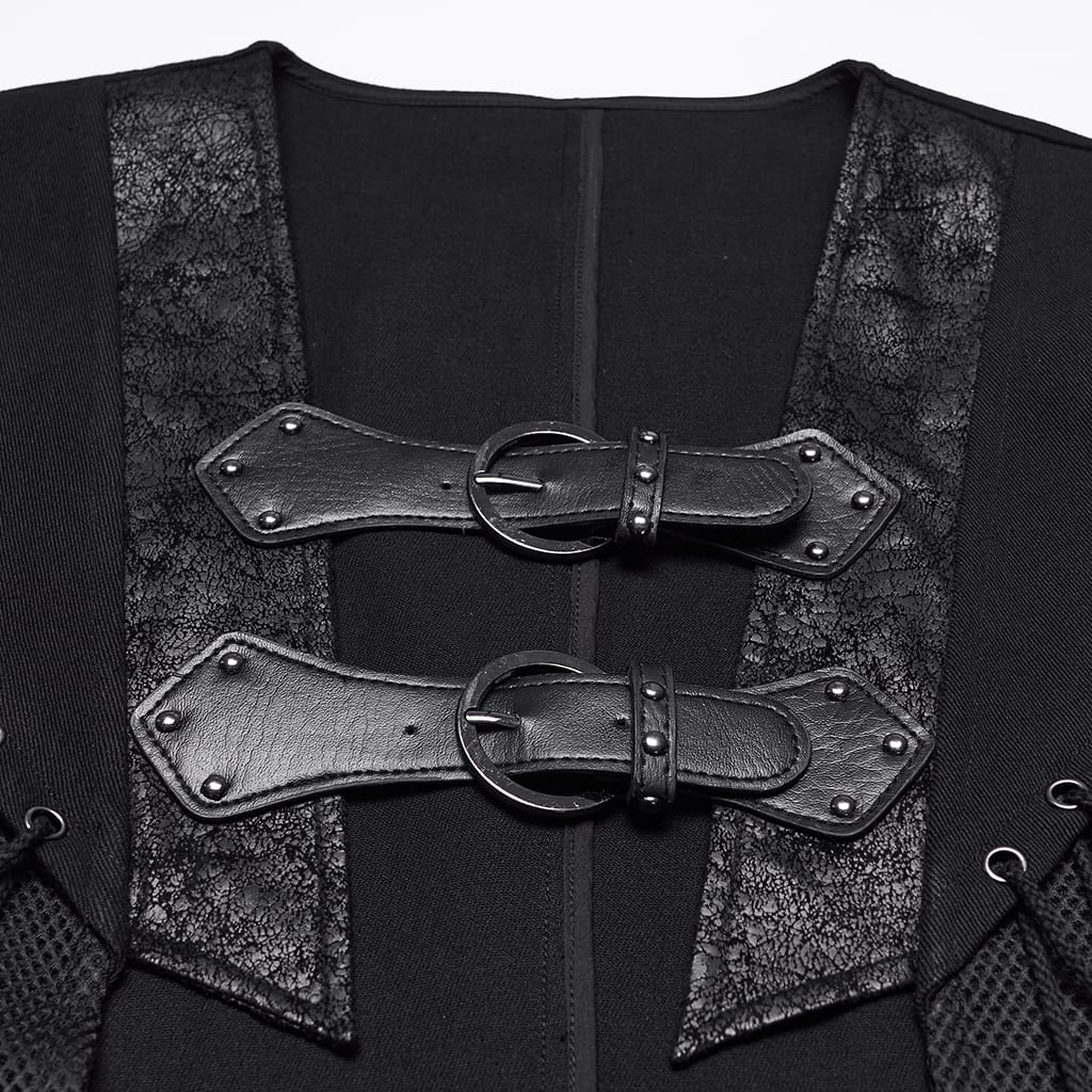 PUNK RAVE Gilet da uomo punk con spalline e ritagli