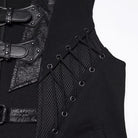 PUNK RAVE Men's Punk Buckle-up Straps Cutout Vest