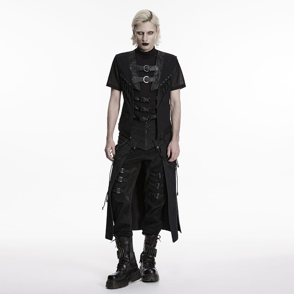 PUNK RAVE Gilet da uomo punk con spalline e ritagli