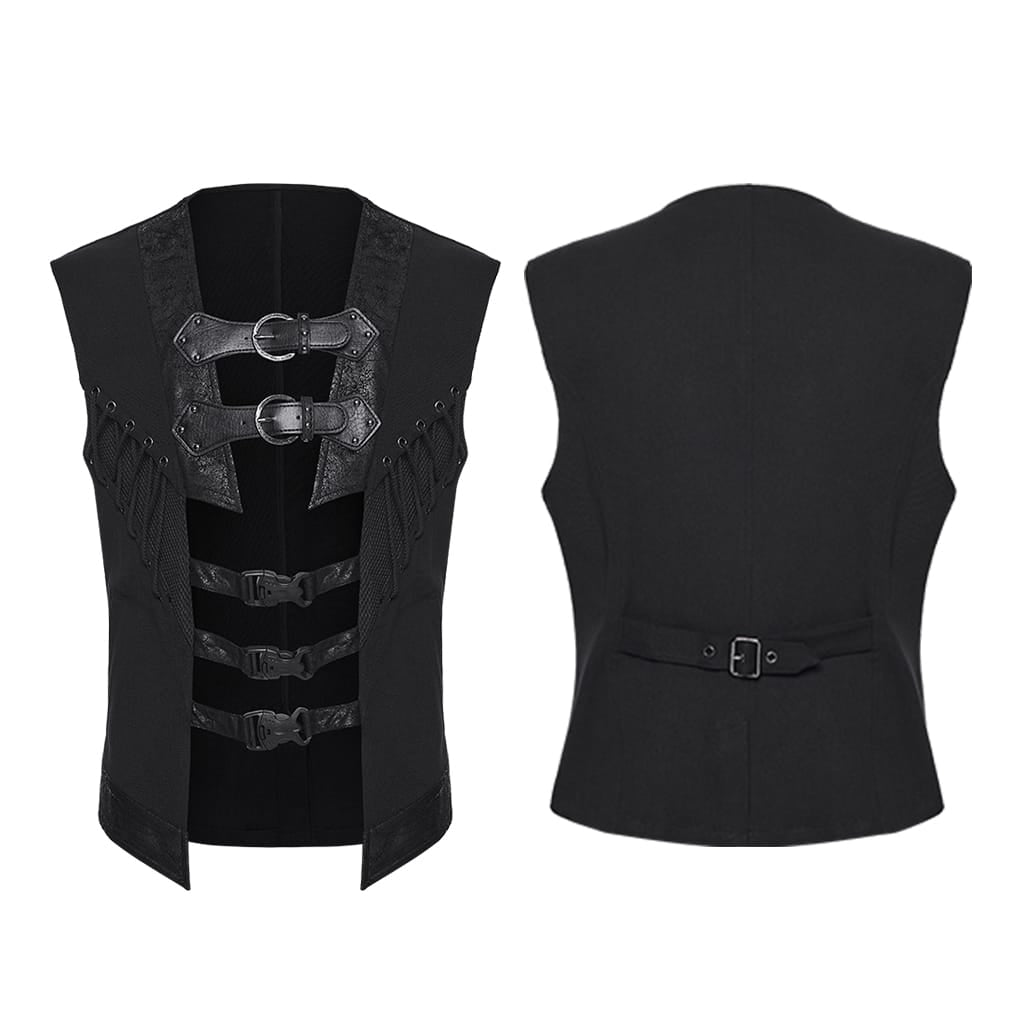 PUNK RAVE Gilet da uomo punk con spalline e ritagli