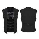 PUNK RAVE Men's Punk Buckle-up Straps Cutout Vest
