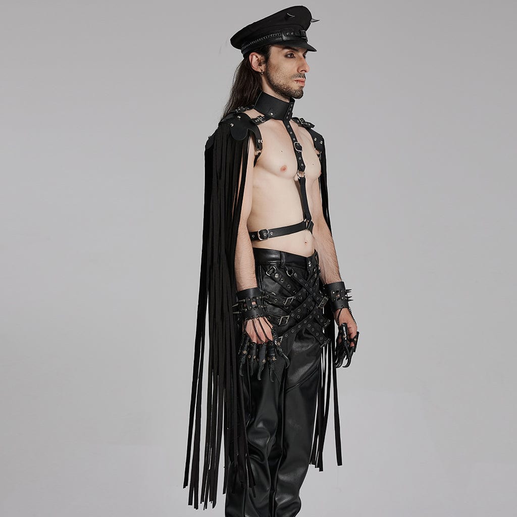 PUNK RAVE Men's Punk Buckle-up Tassels Body Harness