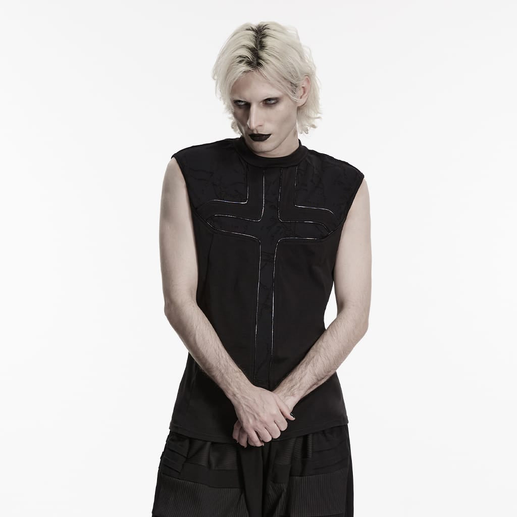 Canotta minimalista da uomo PUNK RAVE con croce punk