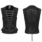 PUNK RAVE Men's Punk Cross-Structure Eyelet Buckle Strap Lace-up Vest