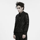 PUNK RAVE Men's Punk Cross-Structure Eyelet Buckle Strap Lace-up Vest