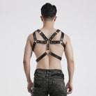 PUNK RAVE Men's Punk Crossed Faux Leather Harness
