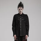 PUNK RAVE Herren Punk Cutout Splice Shirt