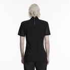 PUNK RAVE Men's Punk D-rings Mesh Splice Short Sleeved Top