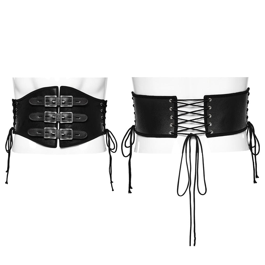 PUNK RAVE Men's Punk Double-buckle Lace-up Girdle