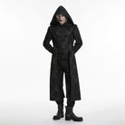 PUNK RAVE Men's Punk Embroidered Jacquard Hooded Coat Black