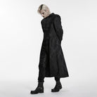 PUNK RAVE Men's Punk Embroidered Jacquard Hooded Coat Black