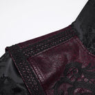 PUNK RAVE Men's Punk Embroidered Jacquard Hooded Coat Black-Red