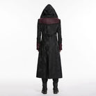 PUNK RAVE Men's Punk Embroidered Jacquard Hooded Coat Black-Red