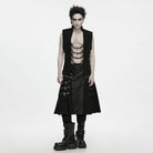 PUNK RAVE Men's Punk Eyelet Chain Safety Pin Stand Collar Vest