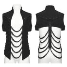 PUNK RAVE Men's Punk Eyelet Chain Safety Pin Stand Collar Vest