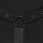 PUNK RAVE Men's Punk Eyelet Chain Safety Pin Stand Collar Vest