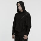 PUNK RAVE Men's Punk Eyelet Ripped Hoodie