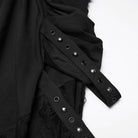 PUNK RAVE Men's Punk Eyelet & Rivet Strap Distressed Drop-crotch Pants Black