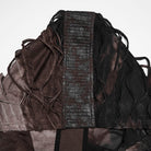 PUNK RAVE Men's Punk Eyelet Strap Tattered Hooded Tank Top Black-Coffee