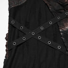 PUNK RAVE Men's Punk Eyelet Strap Tattered Hooded Tank Top Black-Coffee