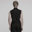 PUNK RAVE Men's Punk Eyelet Straps Mesh Splice Vest