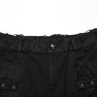 PUNK RAVE Men's Punk Eyelet Straps Ripped Shorts
