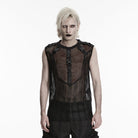PUNK RAVE Men's Punk Eyelets Buckles Mesh Tank Top