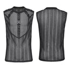 PUNK RAVE Men's Punk Eyelets Buckles Mesh Tank Top