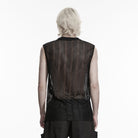 PUNK RAVE Men's Punk Eyelets Buckles Mesh Tank Top