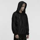 PUNK RAVE Men's Punk Eyelets Ripped Loose Hoodie