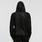 PUNK RAVE Men's Punk Eyelets Ripped Loose Hoodie