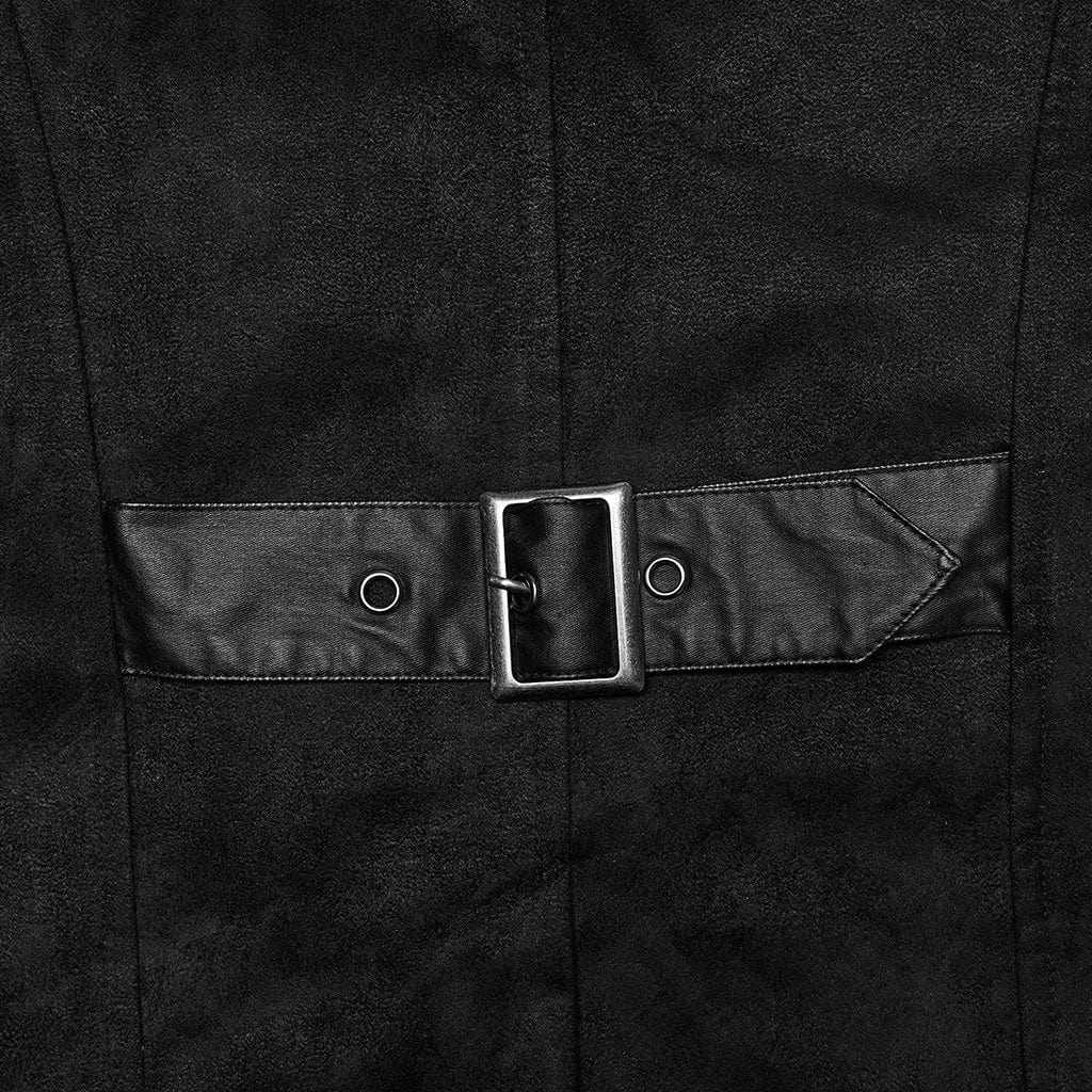 PUNK RAVE Men's Punk Eyelets Zip Stand Collar Jacket