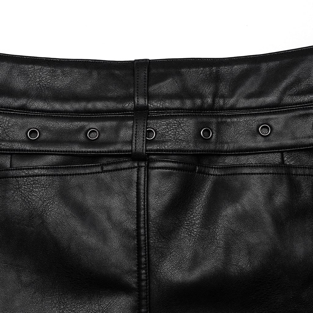 PUNK RAVE Men's Punk Faux Leather Pants