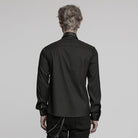 PUNK RAVE Men's Punk Faux Leather Splice Splice Buckle Strap Shirt