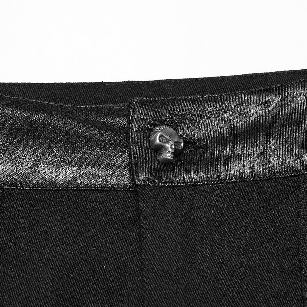 Pantalones cortos PUNK RAVE de piel sintética punk con tachuelas y hebillas para hombre