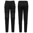PUNK RAVE Men's Punk Frayed Raw Edge Eyelet Patchwork Pants