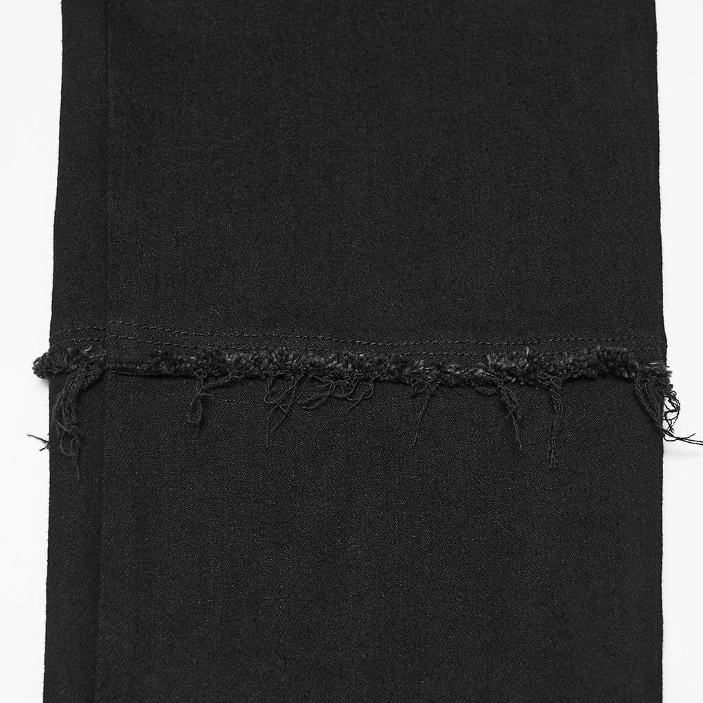 PUNK RAVE Men's Punk Frayed Raw Edge Eyelet Patchwork Pants