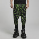 PUNK RAVE Men's Punk Halo Printed Sagging Pants Black-green