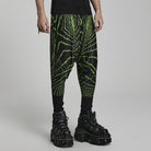 PUNK RAVE Men's Punk Halo Printed Sagging Pants Black-green