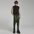 PUNK RAVE Men's Punk Halo Printed Sagging Pants Black-green