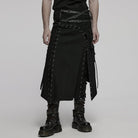 PUNK RAVE Men's Punk Irregular Lace-up Mesh Splice Kilt