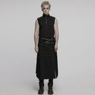 PUNK RAVE Men's Punk Irregular Lace-up Mesh Splice Kilt