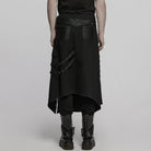 PUNK RAVE Men's Punk Irregular Lace-up Mesh Splice Kilt
